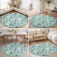 thumbnail image 4 of Round Area Rugs 4Ft, Blue Green Botanical Non-Slip Washable Circle Rugs Carpet, Watercolor Spring Floral Summer Indoor Outdoor Rug Floor Mats Throw Runner for Bedroom Living Room Bathroom, 4 of 8