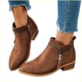 thumbnail image 5 of Shrysg Women's Ankle Boots Casual Low Block Heel Zip Short Booties Comfortable Flock Short Boots with Side Zipper for Outdoor and Daily Wear Brown, 5 of 5