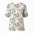 thumbnail image 4 of TOWMUS Floral Summer Tops Blouses Women's Summer Lapel Print Cotton and Linen Top Shirts for Women Linen Ladies Blouses White, 4 of 5