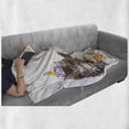 thumbnail image 6 of Birthday Soft Flannel Fleece Throw Blanket, Dog and Cat Domestic Animals with Birthday Party Cones and Cupcake Image, Cozy Plush for Indoor and Outdoor Use, 50" x 70", White and Brown, by Ambesonne, 6 of 6