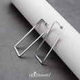 thumbnail image 5 of 555Jewelry Stainless Steel Large Drop Rectangle Dangle Hoop Statement Earrings for Women, Silver, 5 of 7