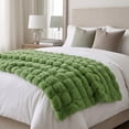 thumbnail image 2 of CHHYVKUIN Faux Fur Bubble Throws 50" x 60" , Luxury Plush Faux Rabbit Fur Throw Blanket for Couch, Sofa, Chair & Home Décor, Sage Green, 2 of 8