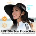 thumbnail image 2 of Sun Hats for Women, Bow Beach Hats with Large Neck Flap, Wide Brim UPF 50+ UV Protection Hiking Fishing Gardening Caps, Foldable Waterproof, Black, 2 of 6