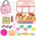 thumbnail image 1 of EIMELI 27Pcs Bento Box Lunch Box Kit Blue  1.3L Durable Leak-proof Box 4 Compartments with Spoon Fork Bag Accessories, 1 of 8