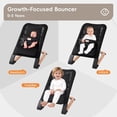 thumbnail image 3 of Portable Baby Bouncer & Rocker Seat for Infants, Adjustable Reclining Baby Chair with 3-Point Safety Harness, Lightweight Foldable Design for 0-18 Months, Supports Up to 60 lbs, Black, 3 of 7