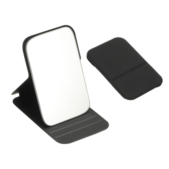 Uxcell Small Rectangle Pocket Mirror for Purse,  4.33 x 2.76 Inch Compact Makeup Mirror with Leather Case, Travel Mirror Handheld Mirror for Women, Girls, Purse, Gift(Black)