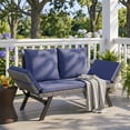 thumbnail image 2 of Devoko Patio Wicker Daybed with Adjustable Armrest, Outdoor PE Rattan Sofa Bed for All-Weather Use,Gray and Blue, 2 of 7