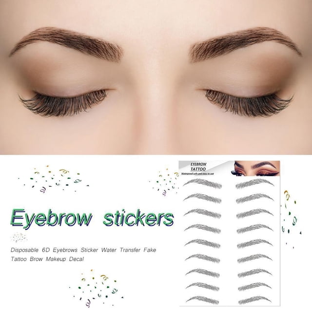 Pegueras Tatuaje Ecológico Cejas Maquillaje Ceja Auténtico 1 Hoja 6d Transferencias Pegatinas Impermeables para Mujeres Niñas
