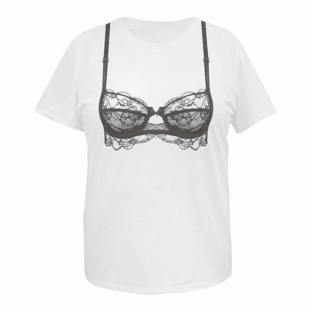 Playera George para Dama, con Estampados de Simulación Ropa Interior Blanco Talla 3EG