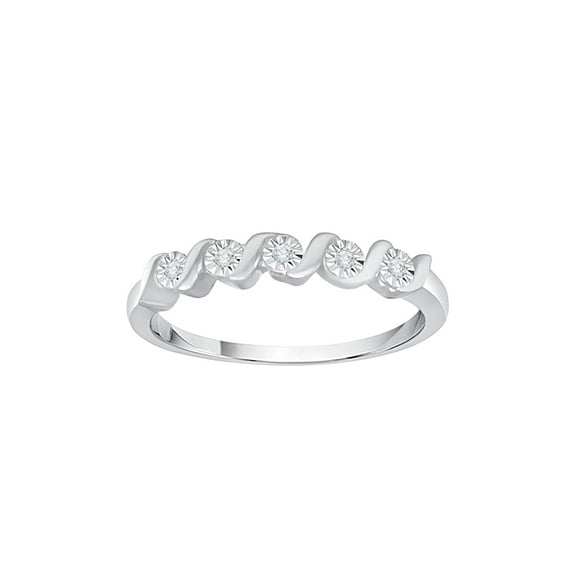 Channel Set Diamond Wedding Band in 10K White Gold (1/20 cttw, G-H, I2-I3)