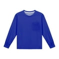 thumbnail image 5 of HAOTAGS Big Girls Long Sleeve T-shirts(5-14), Casual Round Neck Pocket Tee Daily School Pullover Tops Blue 13 Years, 5 of 9