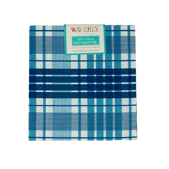 Waverly Inspirations, 100% Cotton, Sewing & Crafting, Plaid Grecian Blue, Fat Quarter, Prints, 21 x 18