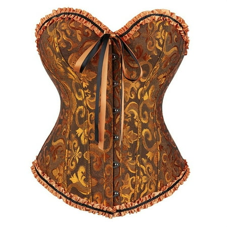 Dakiuu Corset Tops for Women Gothic Lace up Floral Boned Overbust Bodyshaper Bustier Waist Cincher