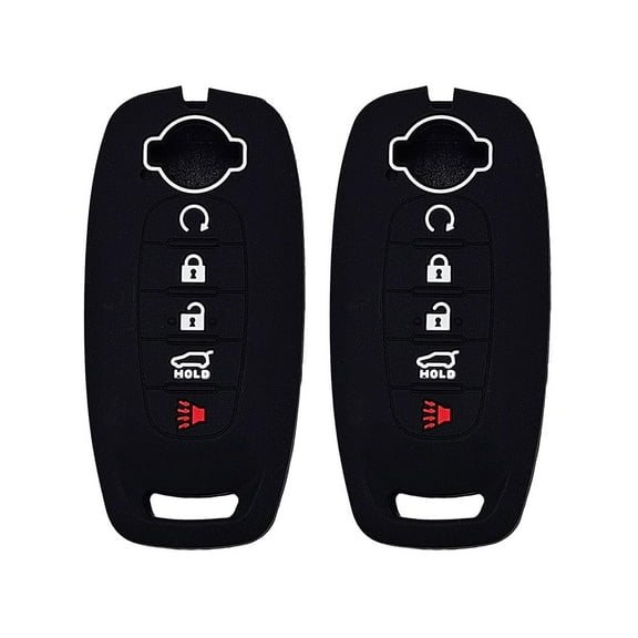Autobase Silicone Key Fob Cover for 2023 2024 2025 Nissan Rogue Pathfinder Sentra | Rubber Remote Key Fob Protector Case with 5 Buttons - Black - 2 Pcs