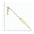 thumbnail image 3 of Real 14kt Two-tone Baby Polished and Textured Cross With 1in ext. ID Chain Bracelet; for Adults and Teens; for Women and Men, 3 of 4