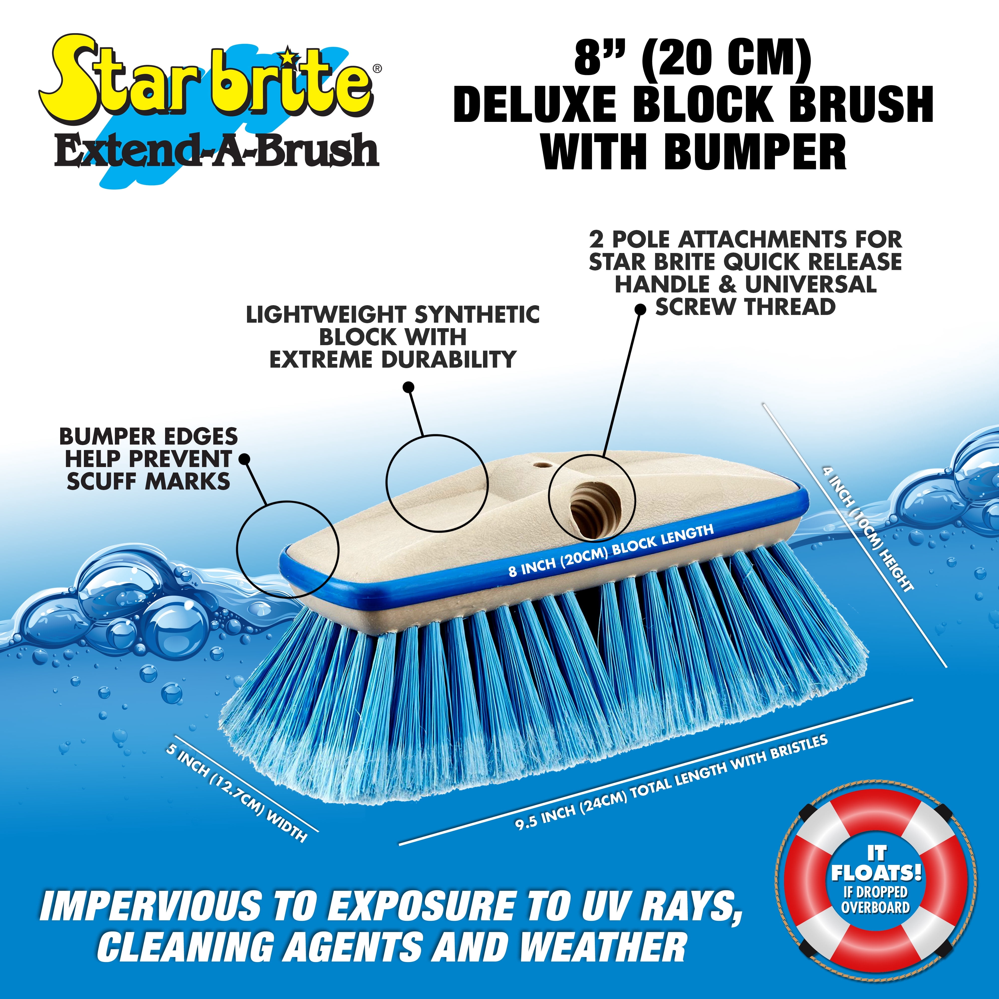 STAR BRITE Deluxe Telescoping Deck Brush Kit - Extends 3' - 6' - Extendable Aircraft-Grade Aluminum Handle, Soft or Medium Bristles, Floats if Dropped, Ergonomic Design, Multi-Surface Cleaning