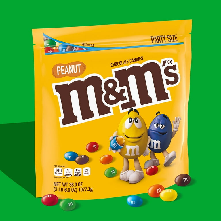 M&M's Peanut Milk Chocolate Candy, Party Size - 38 oz Bag 