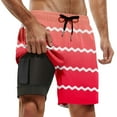 thumbnail image 1 of HXWCHs Rash Guard Swim Trunks Men's Board Shorts for Beach Casual Wear with Gradient Striped Double Layer Design – Plus Size Men’s Fashion Short Pants for Summer S Watermelon Red, 1 of 4