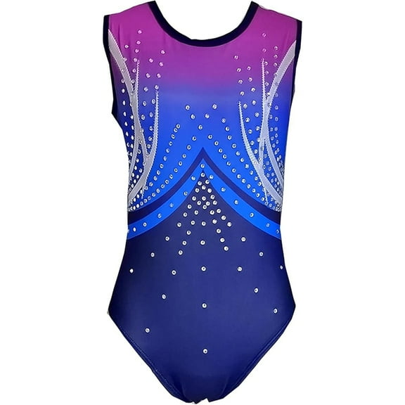 LIUHUO Custom Rhythmic Gymnastics Leotards Navy Blue Printed Diamond Girls Competition Performance