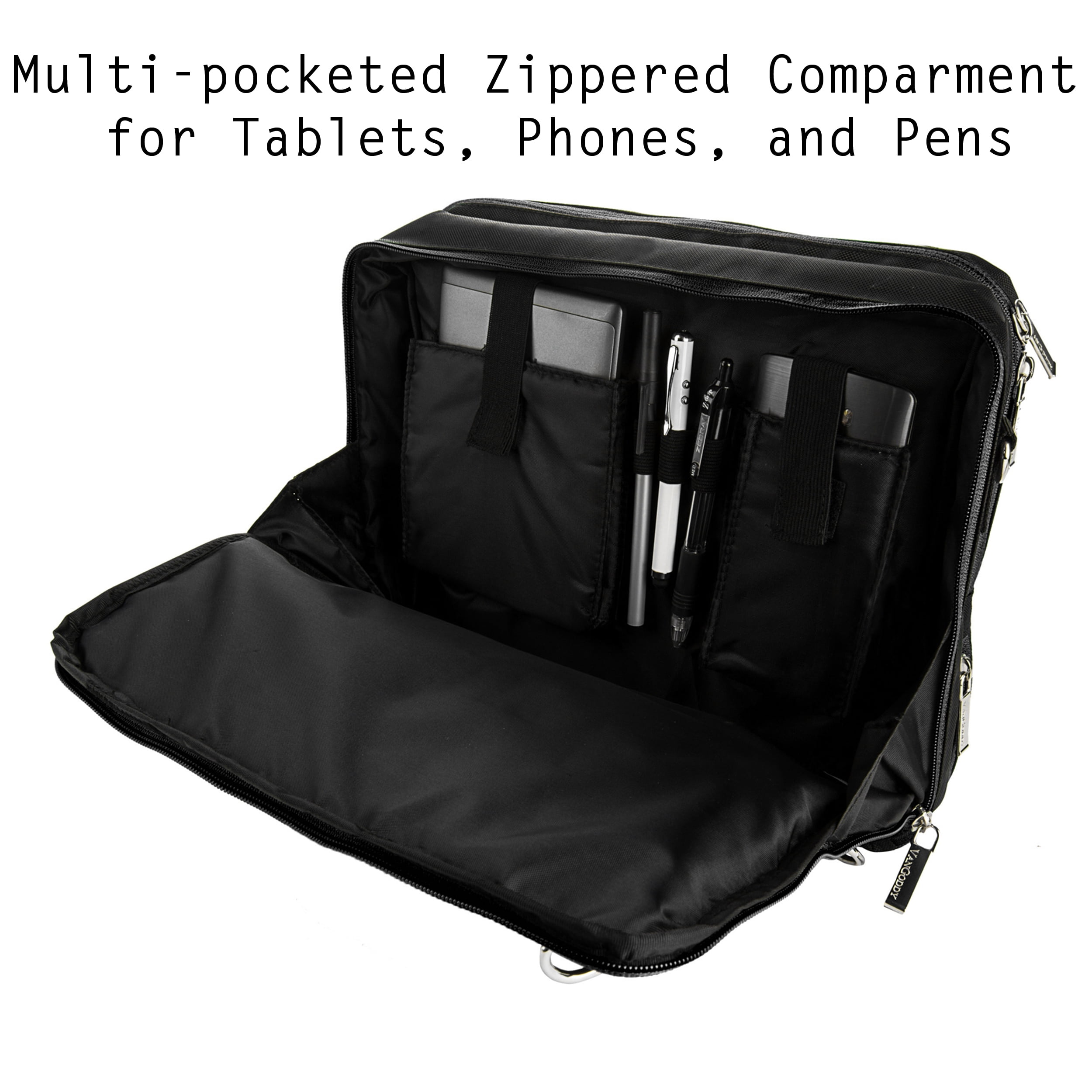 Convertible Water ResIstant Messenger Bag an Backpack with Multiple Compartments for Lenovo Thinkpad / Ideapad / Yoga / Legion Series Laptops (13 inches - 14 inches) (Black)