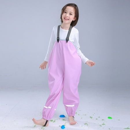 

Ruziyoog Kids Waterproof Suspender Rain Pant Lightweight Windproof Outdoor Rain Bib Kids Waterproof Rain Pant Outdoor Lightweight Cozy Rainwear Pink M