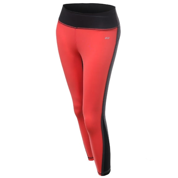 FashionOutfit Women's Back Color Contrast 3/4 Capri Skinny Workout Yoga Pants