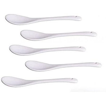 

DEFNES 5PcsCeramic Spoons Egg Spoons Stir Bar Tea spoon Teaspoons for Coffee Tea Yogurt Ice-cream Appetizers and Desserts Porcelain Spoons