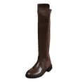 thumbnail image 6 of Rokment Womens over The Knee Boots Winter Spring Fashion Leather Suede Patchwork Pointed Toe Chunky Block Mid Heel Wide Calf Thigh High Long Tall Dress Boots Brown Size 8, 6 of 8
