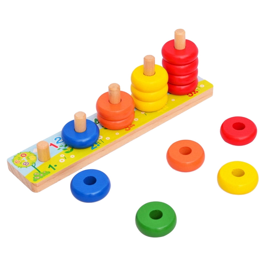 Rainbow Calculate Circle Math Counting Stacker Wooden Educational Toy
