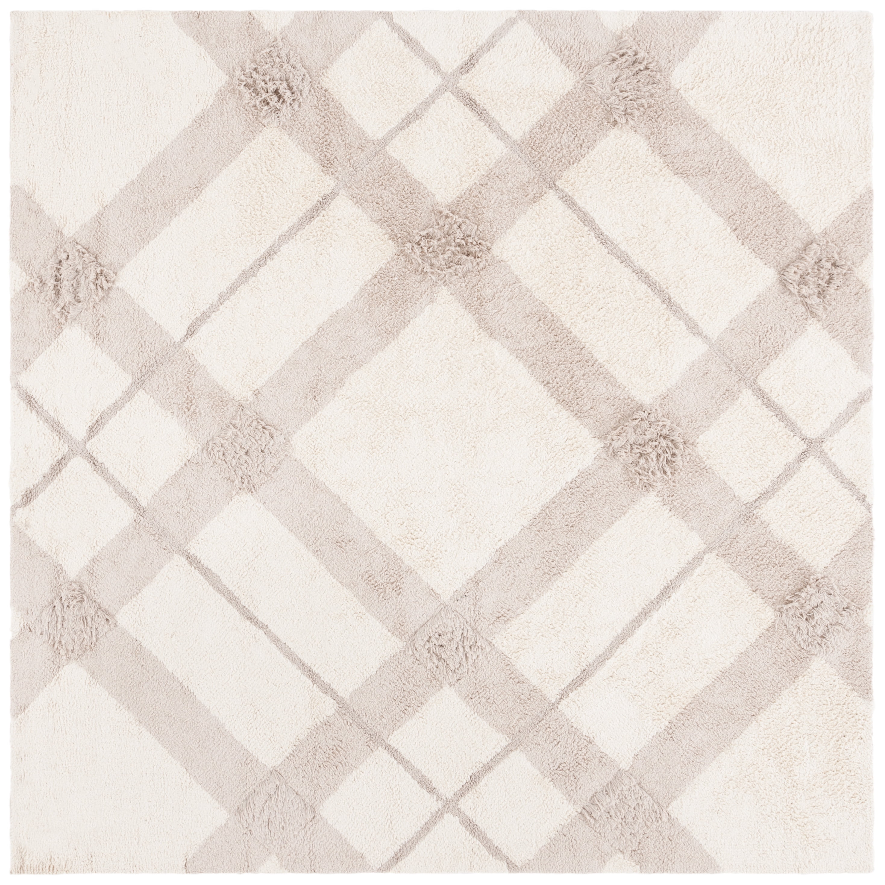 SAFAVIEH Easy Care Elwin Diamond Area Rug, Ivory/Beige, 6' x 6' Square