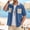 Blue, variant on Men's Corduroy Snap Button Down Shirt Jacket Western Long Sleeve Shacket Lightweight Overshirt with Chest Pockets Blue