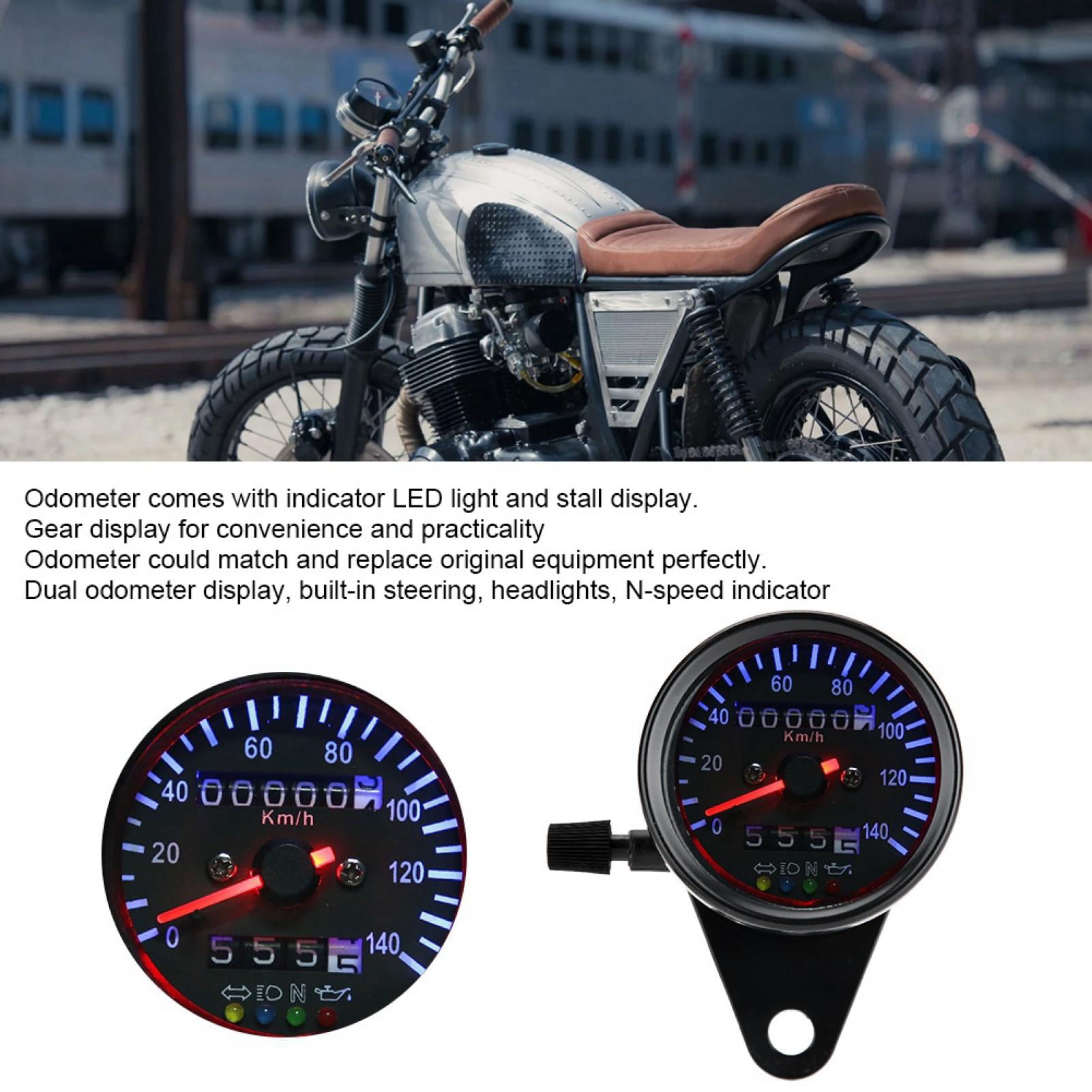 LED BacklightMotorcycle Dual Odometer Speedometer Gauge Kit Cafe Racer KIMISS 12V Universal Motorcycle Odometer
