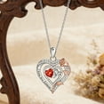 thumbnail image 7 of Flydeer Necklaces for Women 925 Sterling Silver Double Heart Birthstone Dainty Pendant Necklace Red 5A CZ Anniversary Jewelry Gifts for Women, 7 of 7