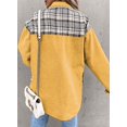 thumbnail image 2 of SHAR Women's denim jacket, long sleeve plaid button down shirt jacket, 2 of 5