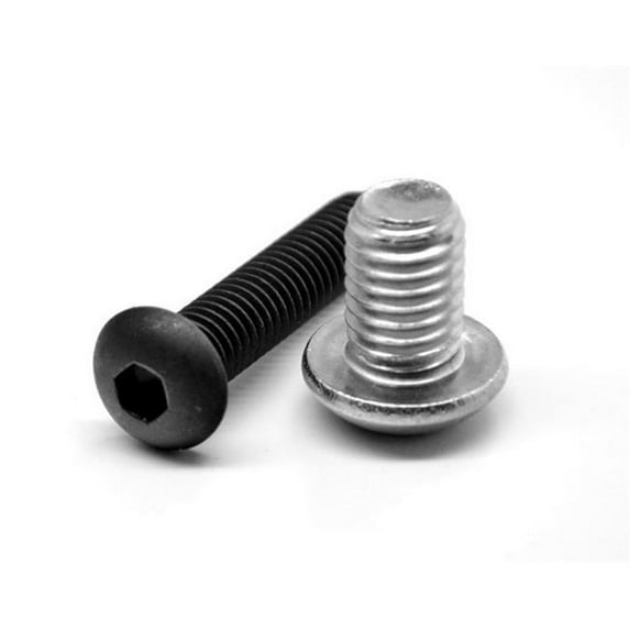 ASMC Industrial 0.38 in. -24 x 1 in.-FT Fine Thread Socket Button Head Cap Screw, Nylon Pellet - Alloy Steel - Black Oxide - 50 Piece