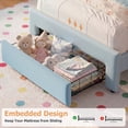 thumbnail image 2 of Hijob Twin Size LED Bed Frame for Boys/Kids with Storage Drawers, Velvet Upholstered Platform Bed with Adjustable Headboard, Built in Charging Station, Blue, 2 of 8