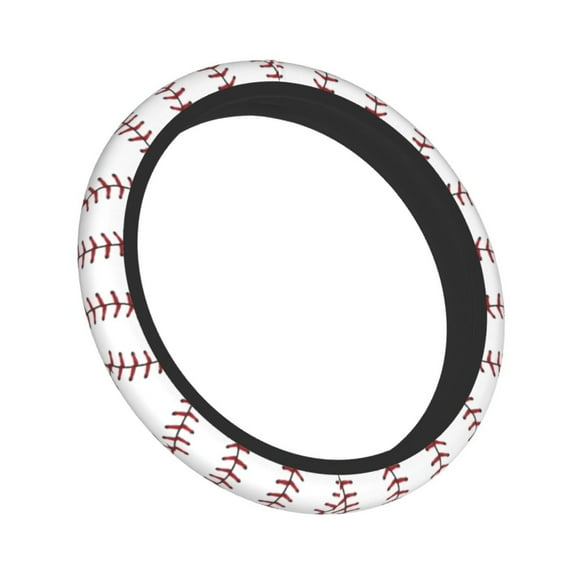 Steering Wheel Cover For 15 Inches White Baseball Neoprene Anti-Slip Universal Car Steering Wheel Grip Wrap Protective Case Cover