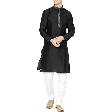

Royal Kurta Men s Jacquard Silk Embroidered Kurta Pyjama Black