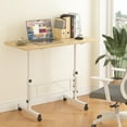thumbnail image 3 of VECELO Mobile Sofa Side Table, Height Adjustable Large Desktop Table with Wheels for Living Room Bedroom, Natural, 3 of 14