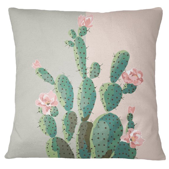 S4Sassy Cactus Print Decorative Square Cushion Cover Throw Gray Pillow Case- Choose Size