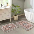 thumbnail image 3 of Tzou Small Area Rugs 2'x3' Vintage Medallion Distressed Anti-Slip Rubber Backing Carpet for Bathroom, Dark Red, 3 of 7