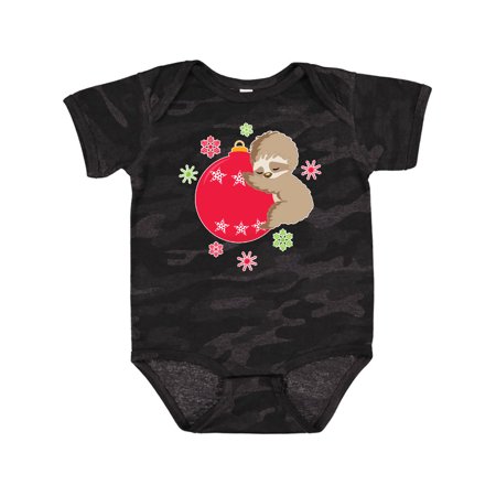 

Inktastic Cute Christmas Baby Sloth on Red Ornament with Snowflakes Gift Baby Boy or Baby Girl Bodysuit