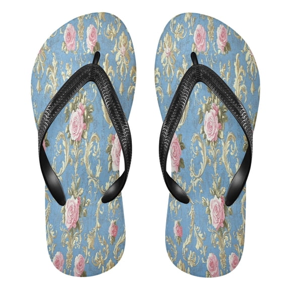 YAZAOOSummer Flip Flops Creatively Elegant Floral Damask Design Simple Beach Sandals