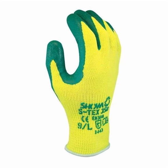 Showa Coated Gloves,Green/Yellow,S S-TEX350S-07