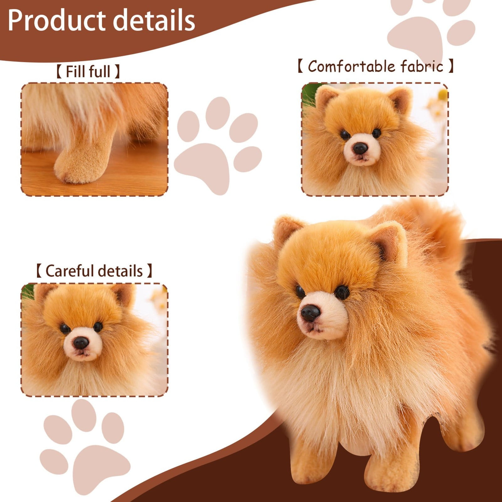 ​​LYINGF Realistic Lifelike Dog Plush Toy (10x9") - Cotton-Filled Stuffed Animal with Detailed Features, Cuddly Nursery Decor Gift for Girls and Animal Lovers​​