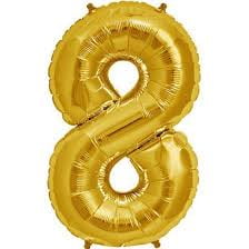 34 inch Kaleidoscope Number 8 - Gold Foil Mylar Balloon - Party Supplies Decorations