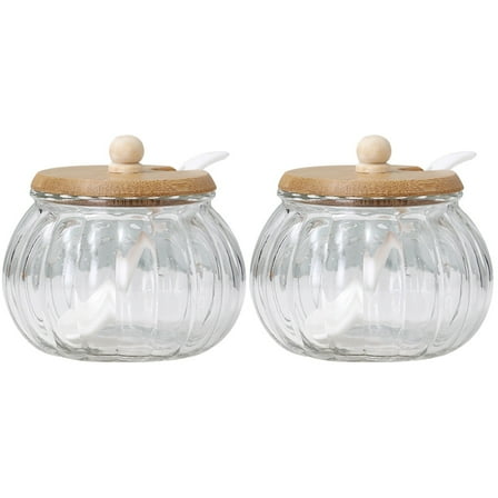 2 Sets Sugar Container Sugar Dispenser Glass Sugar Jar Glass Seasoning Jar Sugar Jar with Spoon