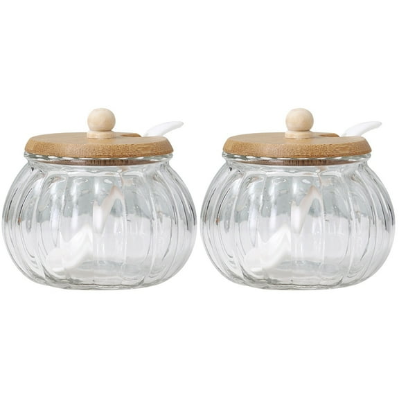 Transparent Glass Pumpkin Jar for Condiments and Spices 2Sets