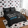 thumbnail image 2 of Erosebridal Distressed Hockey Twin Bedding Sets, Sport Bedding Comforter Set for Men and Boys, Black Reversible 7pcs, 2 of 6