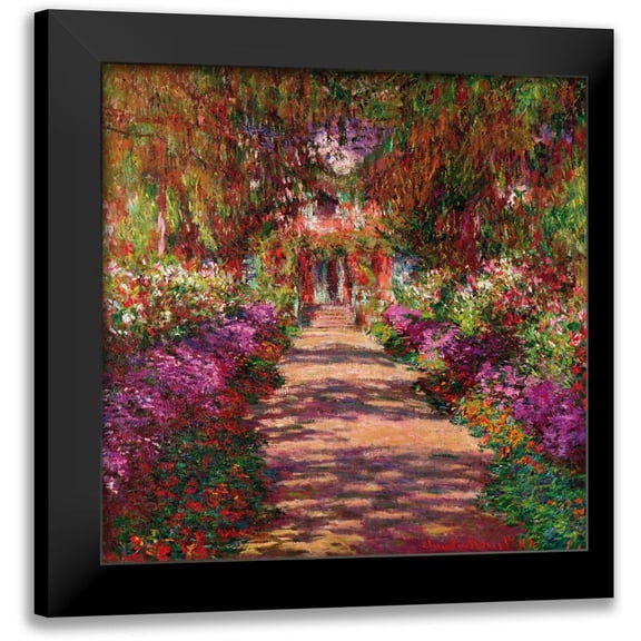Monet, Claude 12x12 Black Modern Framed Museum Art Print Titled - Path in Monets Garden Giverny